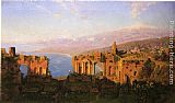 Roman Canvas Paintings - Ruins of the Roman Theatre at Taormina, Sicily